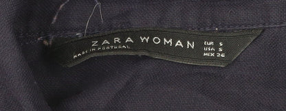Zara Woman Women's Blue Button-Up Shirt Size S Long Sleeve
