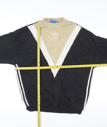 Adidas Womens Black Beige Sweatshirt Size 14 Logo Vintage Pullover