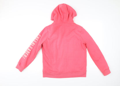 Cache Cache Women’s Pink Full Zip Hoodie Size 8 Cheerleader Print