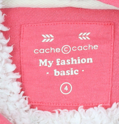 Cache Cache Women’s Pink Full Zip Hoodie Size 8 Cheerleader Print