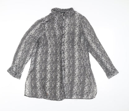 Papaya Womens Grey Animal Print Tunic Blouse Size 18 Long Sleeve
