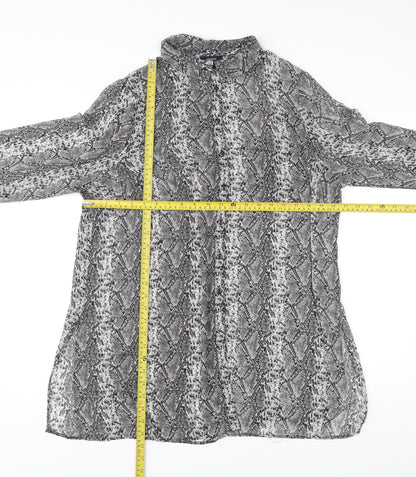 Papaya Womens Grey Animal Print Tunic Blouse Size 18 Long Sleeve