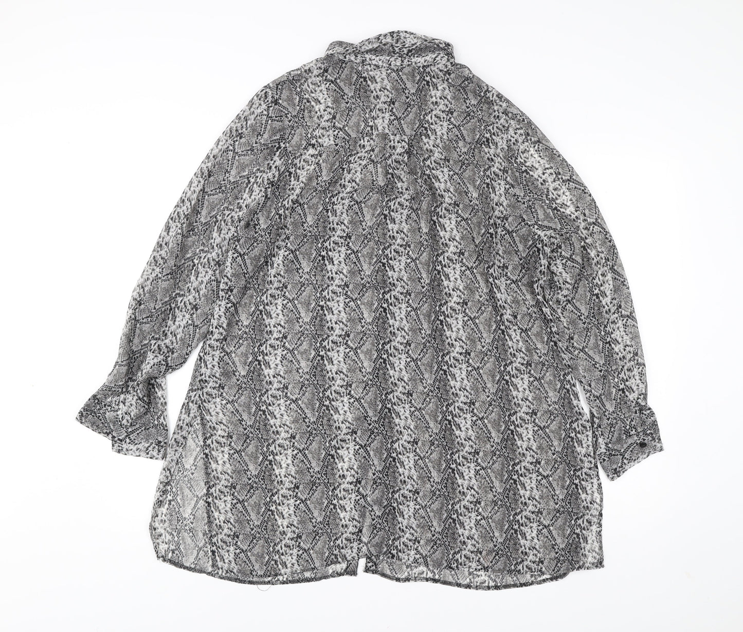 Papaya Womens Grey Animal Print Tunic Blouse Size 18 Long Sleeve