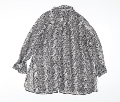 Papaya Womens Grey Animal Print Tunic Blouse Size 18 Long Sleeve