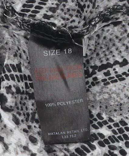 Papaya Womens Grey Animal Print Tunic Blouse Size 18 Long Sleeve