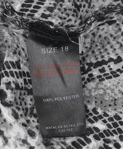 Papaya Womens Grey Animal Print Tunic Blouse Size 18 Long Sleeve