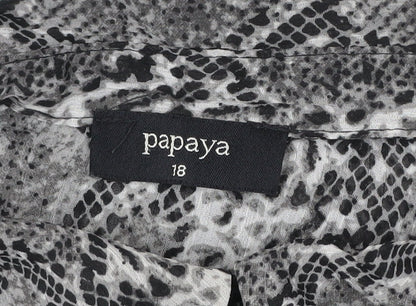 Papaya Womens Grey Animal Print Tunic Blouse Size 18 Long Sleeve