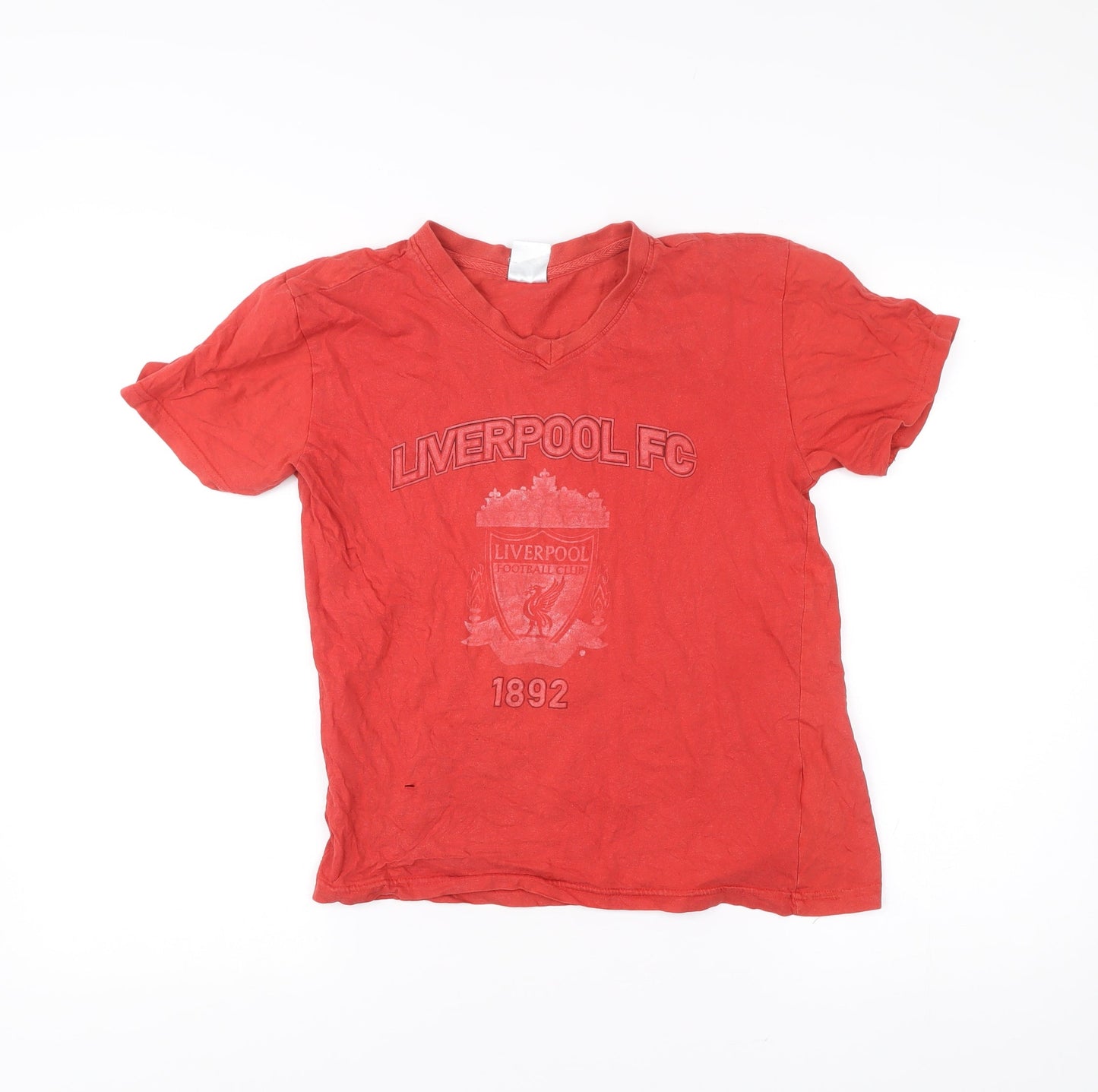 Liverpool FC Boys Red T-Shirt 12-13 Years V-Neck Short Sleeve Cotton