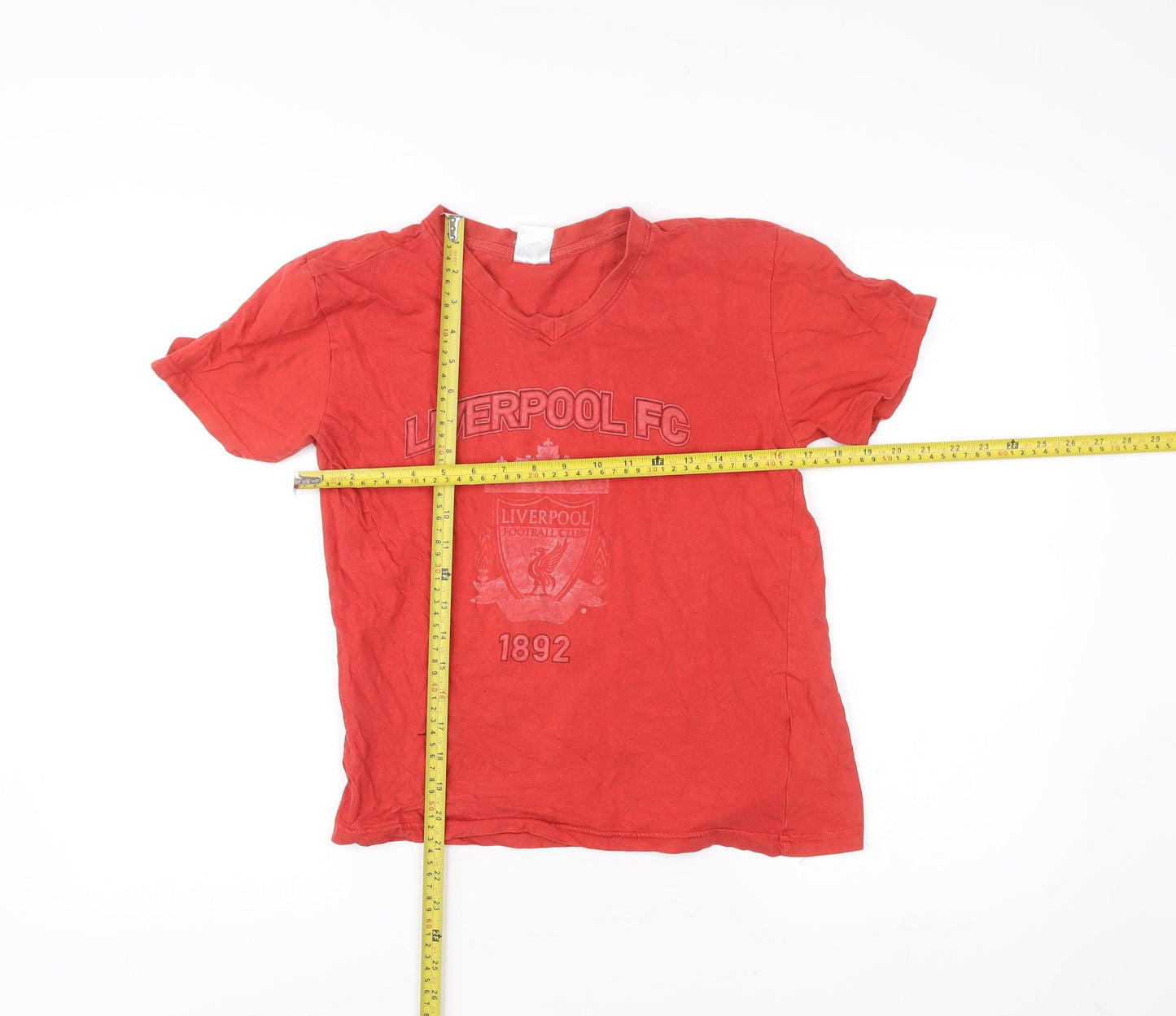 Liverpool FC Boys Red T-Shirt 12-13 Years V-Neck Short Sleeve Cotton