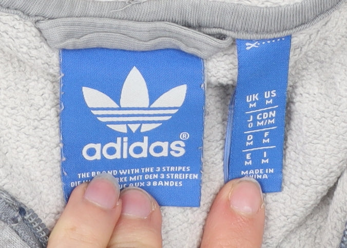 Mens UK Size M adidas Grey Full Zip Hoodie