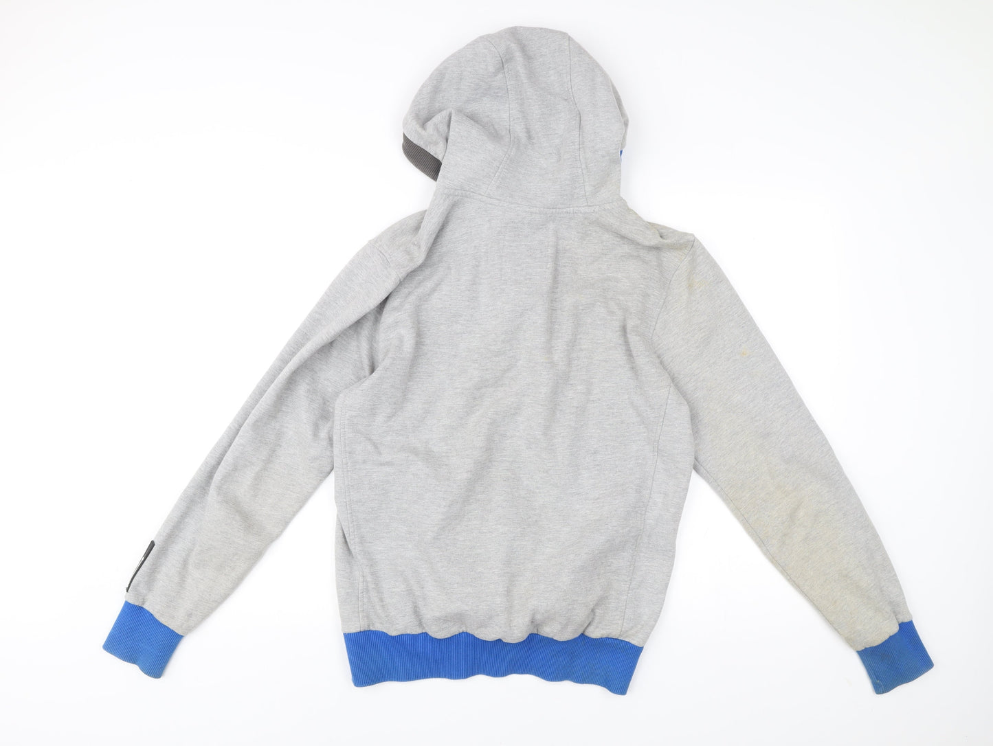 Crosshatch Men’s Grey Henley Hoodie L Long Sleeve Logo Casual