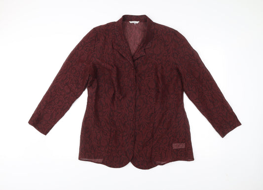 Marks and Spencer St Michael Womens Red Paisley Blazer UK 18