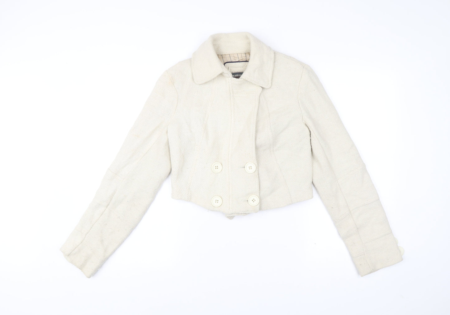 Duck and Cover Women's Ivory Cropped Wool Blend Jacket Size M