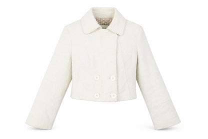 Duck and Cover Women's Ivory Cropped Wool Blend Jacket Size M