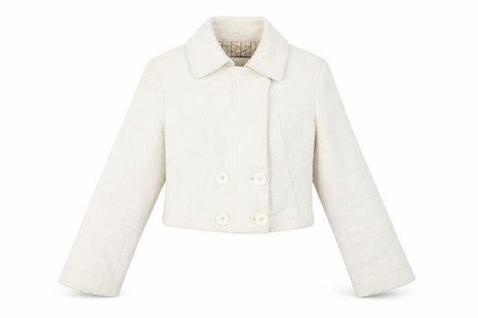 Duck and Cover Women's Ivory Cropped Wool Blend Jacket Size M