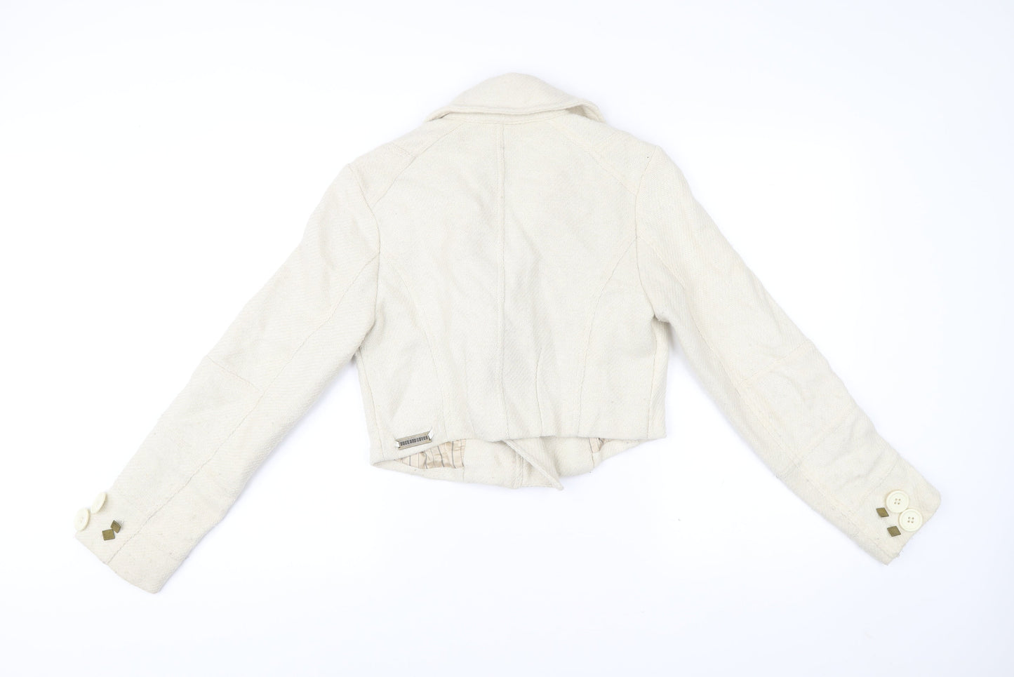 Duck and Cover Women's Ivory Cropped Wool Blend Jacket Size M