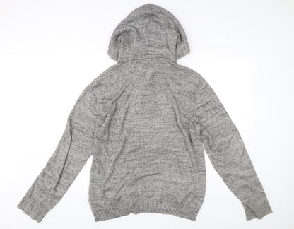 Abercrombie & Fitch Men’s Grey Henley Hoodie Medium Hooded Knit