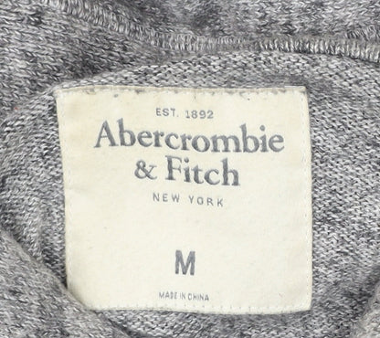 Abercrombie & Fitch Men’s Grey Henley Hoodie Medium Hooded Knit