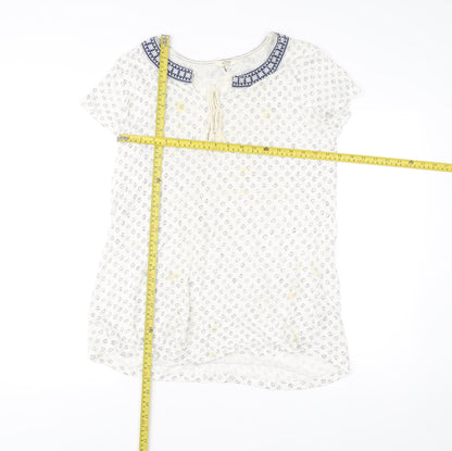 FatFace Women’s White Floral Tunic Blouse Size 10 Linen