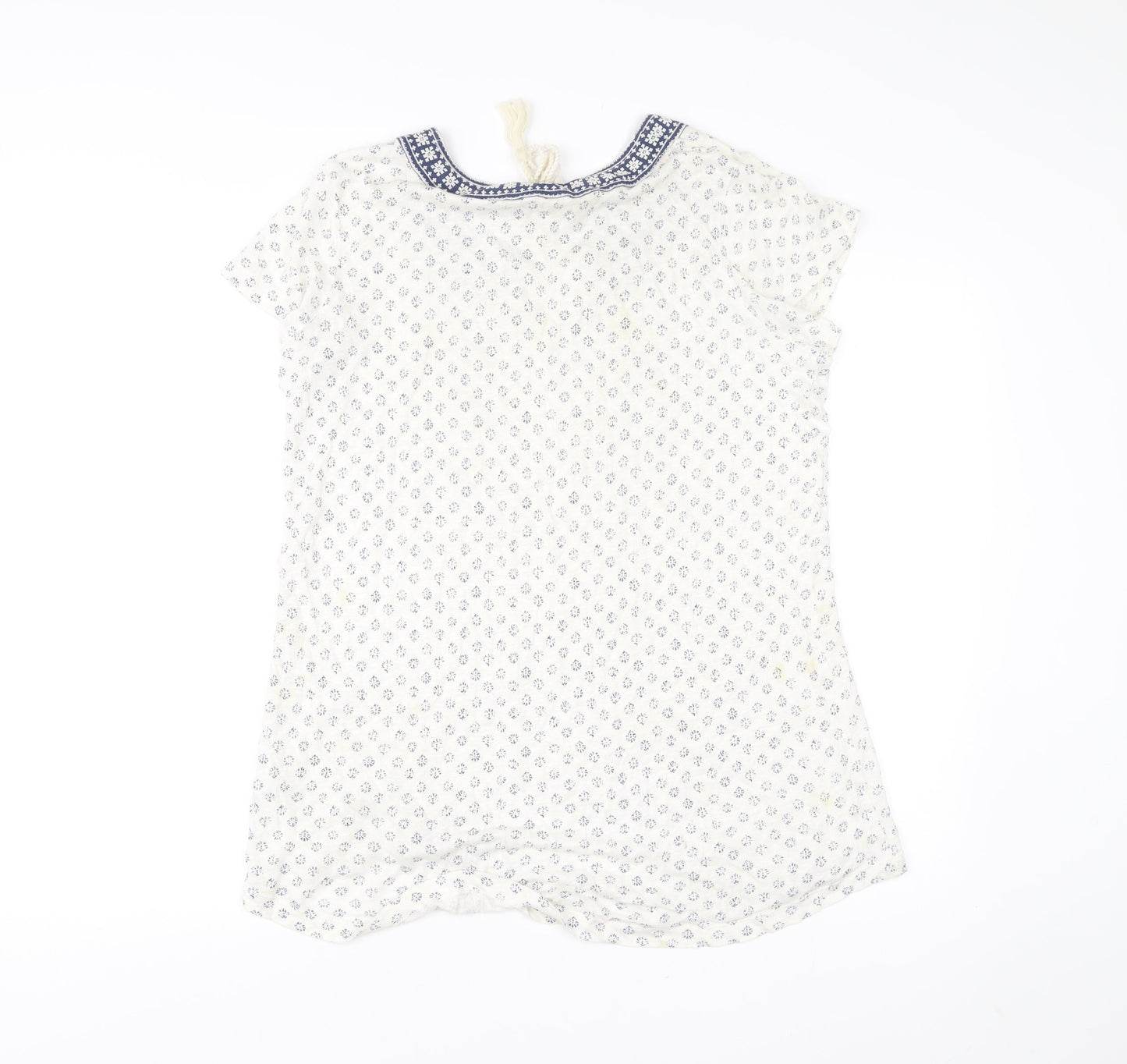 FatFace Women’s White Floral Tunic Blouse Size 10 Linen