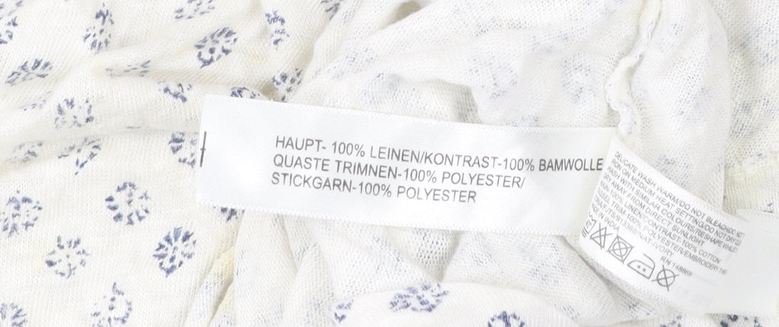 FatFace Women’s White Floral Tunic Blouse Size 10 Linen