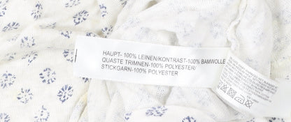 FatFace Women’s White Floral Tunic Blouse Size 10 Linen