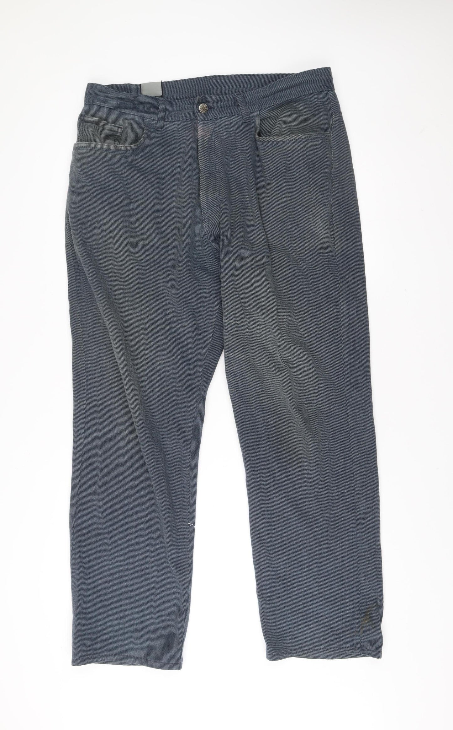 Recover Men’s Blue 36S Straight Leg Cotton Blend Casual Trousers