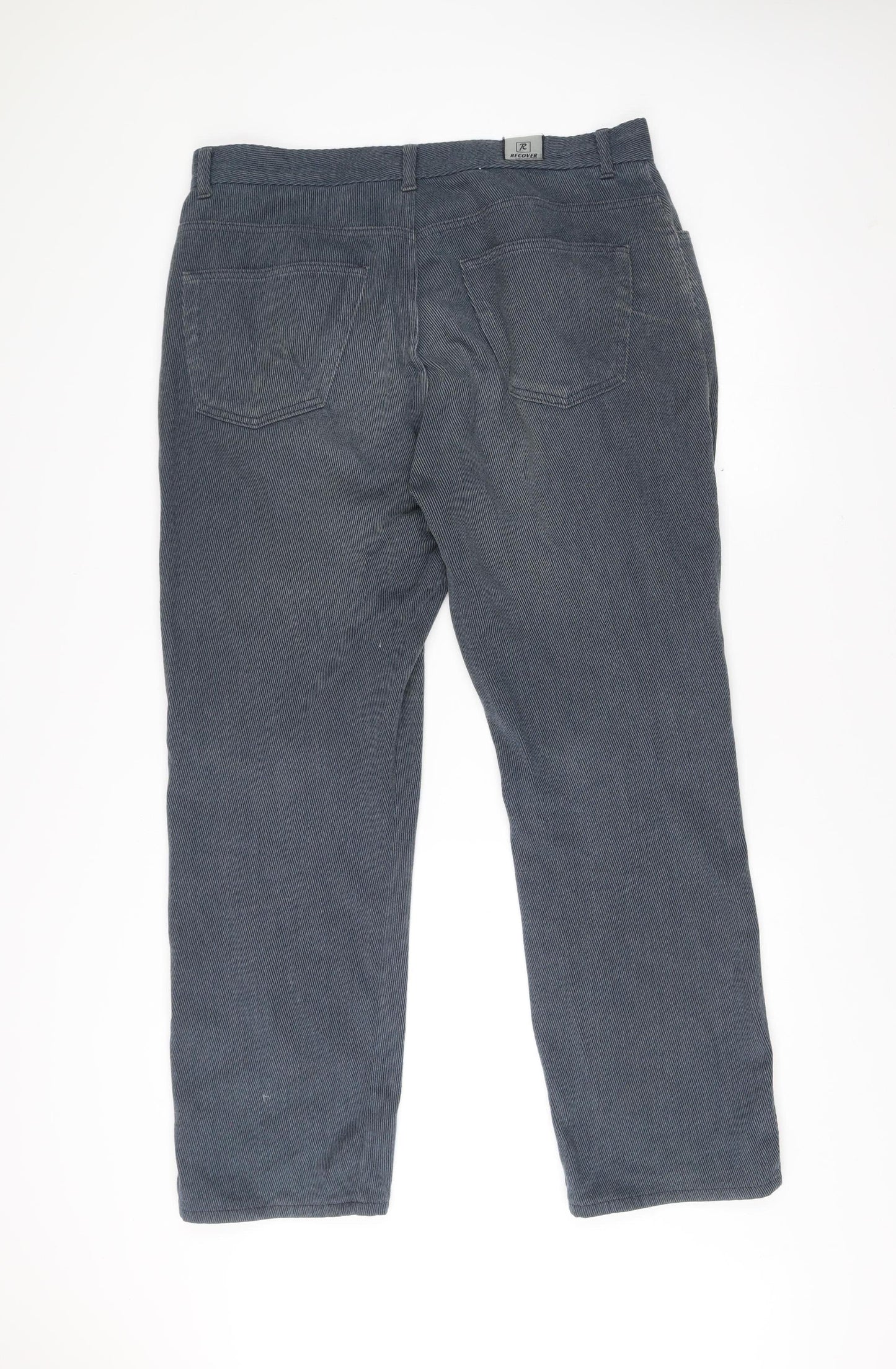 Recover Men’s Blue 36S Straight Leg Cotton Blend Casual Trousers