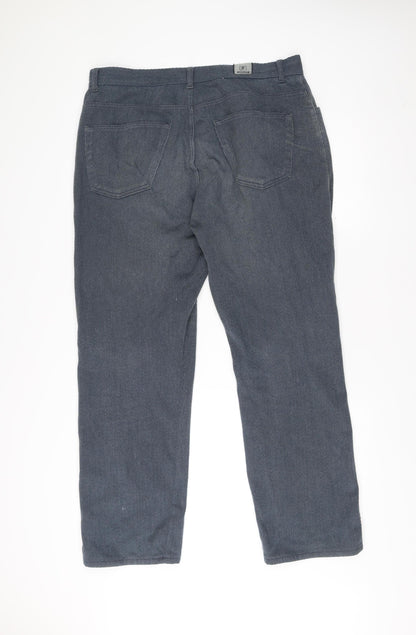 Recover Men’s Blue 36S Straight Leg Cotton Blend Casual Trousers