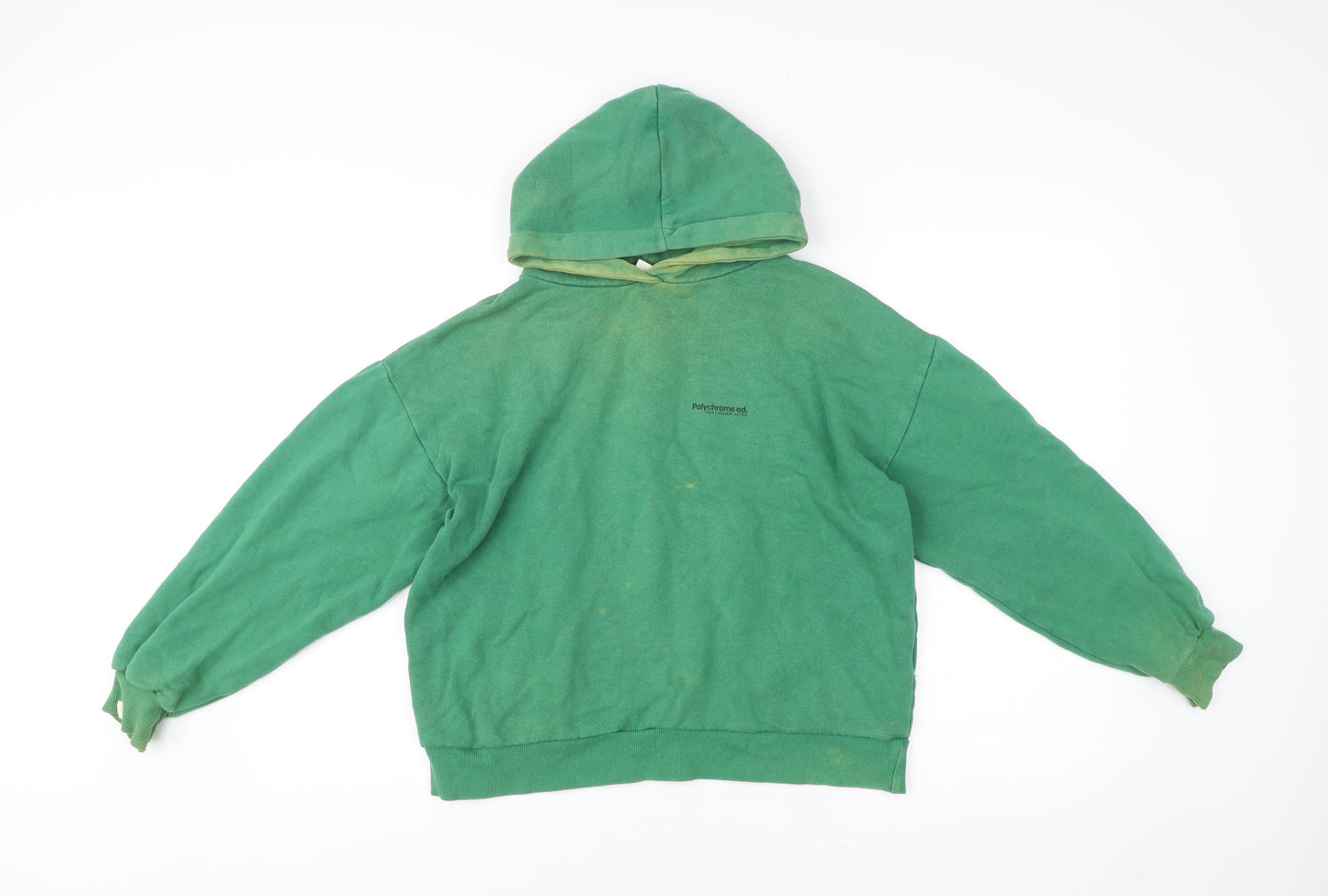Pull&Bear Womens Green XS Pullover Hoodie Cotton Blend Casual