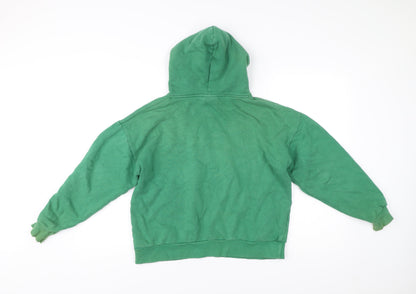 Pull&Bear Womens Green XS Pullover Hoodie Cotton Blend Casual
