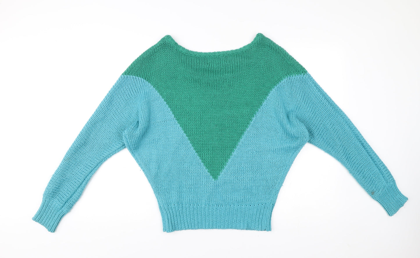 Minkpink Women’s Blue Green Pullover Jumper S Chunky Knit Boat Neck