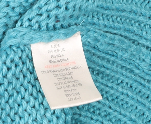 Minkpink Women’s Blue Green Pullover Jumper S Chunky Knit Boat Neck