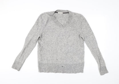 White Stuff Women Grey Size 16 V-Neck Wool Blend Jumper