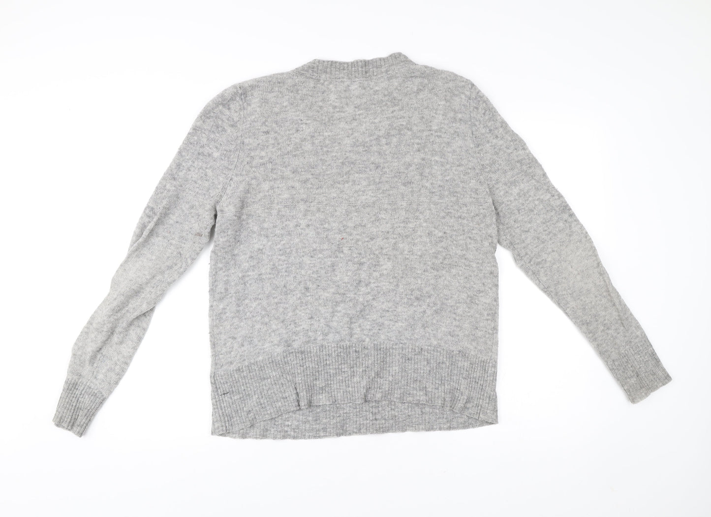 White Stuff Women Grey Size 16 V-Neck Wool Blend Jumper