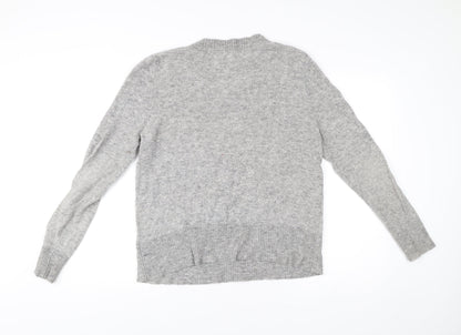 White Stuff Women Grey Size 16 V-Neck Wool Blend Jumper