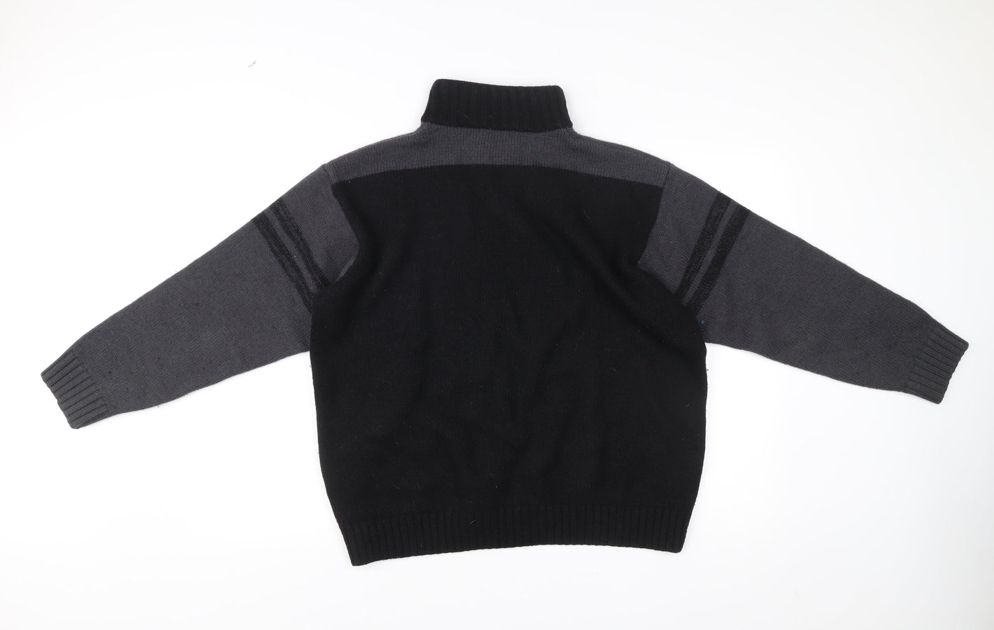 Tricot Marine Men’s Black Grey Wool Blend 1/4 Zip Mock Neck Sweatshirt XL