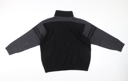 Tricot Marine Men’s Black Grey Wool Blend 1/4 Zip Mock Neck Sweatshirt XL