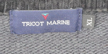 Tricot Marine Men’s Black Grey Wool Blend 1/4 Zip Mock Neck Sweatshirt XL