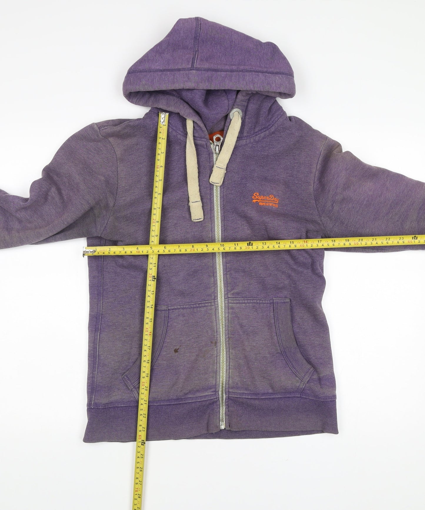 Superdry Men’s Purple Full Zip Hoodie L Logo Orange Label