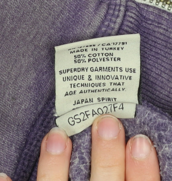 Superdry Men’s Purple Full Zip Hoodie L Logo Orange Label