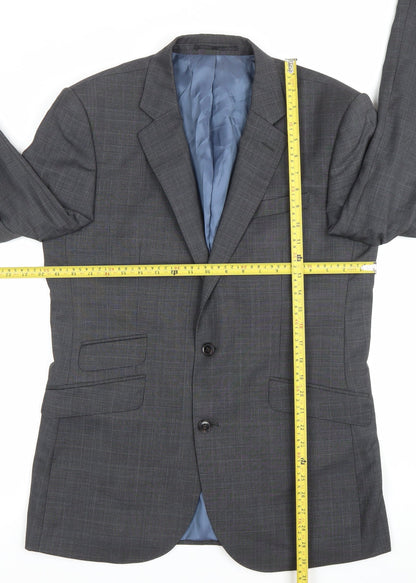 John Lewis Men's Grey Wool Check Blazer 40R Regular Fit Formal Jacket