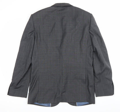 John Lewis Men's Grey Wool Check Blazer 40R Regular Fit Formal Jacket