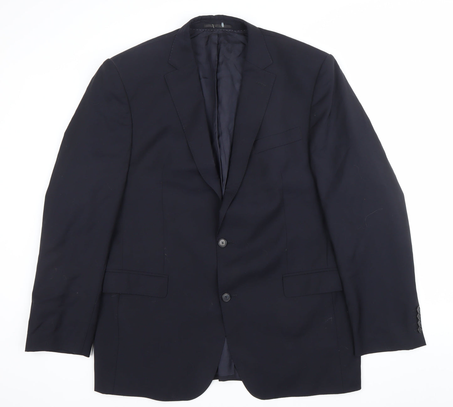 Toccami Men’s Blue Wool Blazer Jacket 44R Single Breasted
