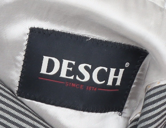 Desch Men Grey Pinstripe Wool Blazer Jacket 42R Classic Fit