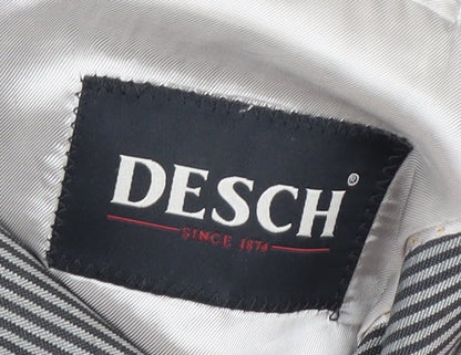 Desch Men Grey Pinstripe Wool Blazer Jacket 42R Classic Fit