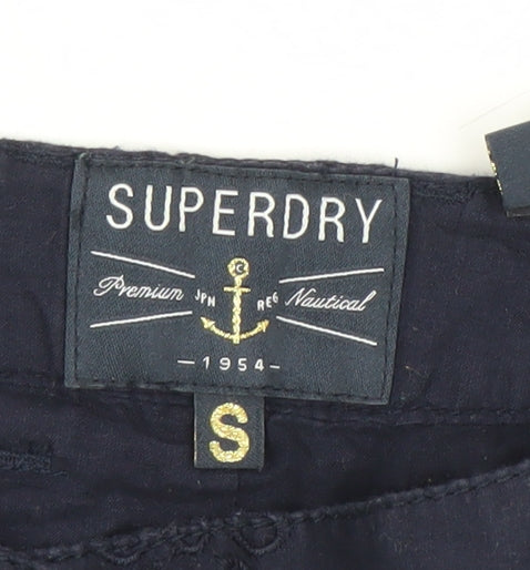 Superdry Women’s Blue Cotton Embroidered Shorts S Nautical Style