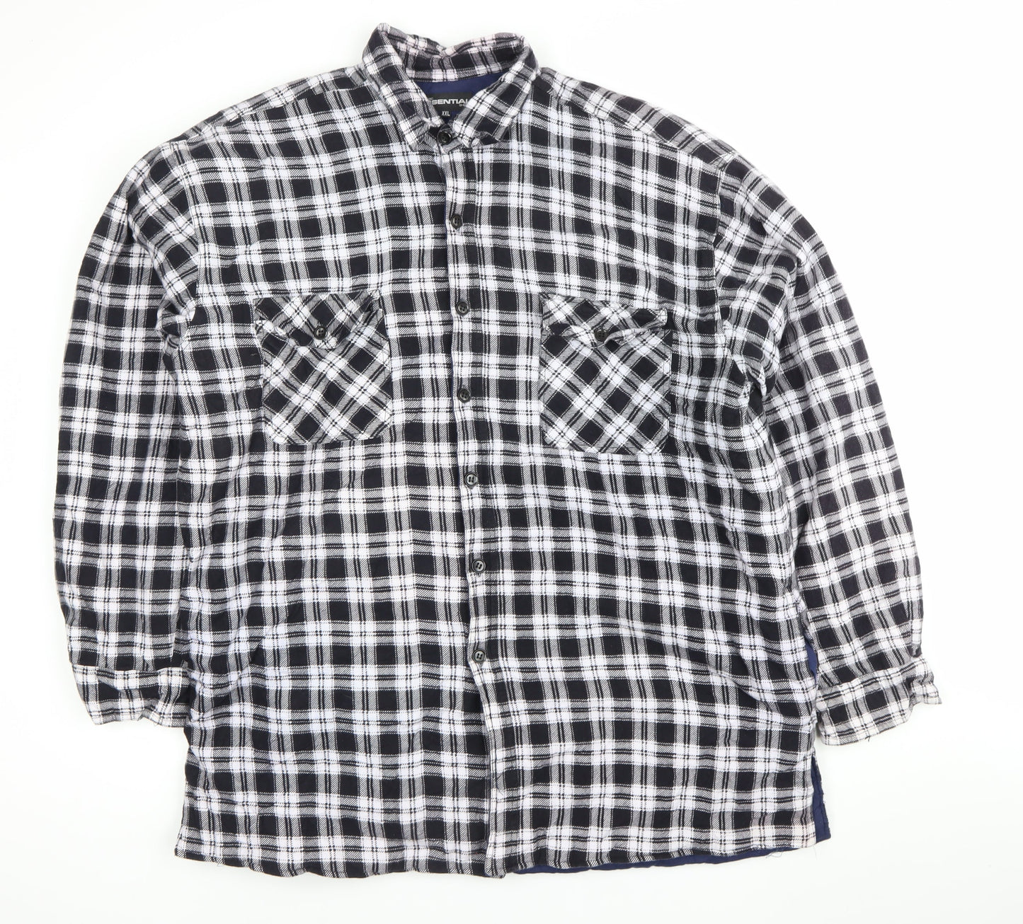 Essential Men’s Blue Check Flannel Jacket 2XL Button Down Lined