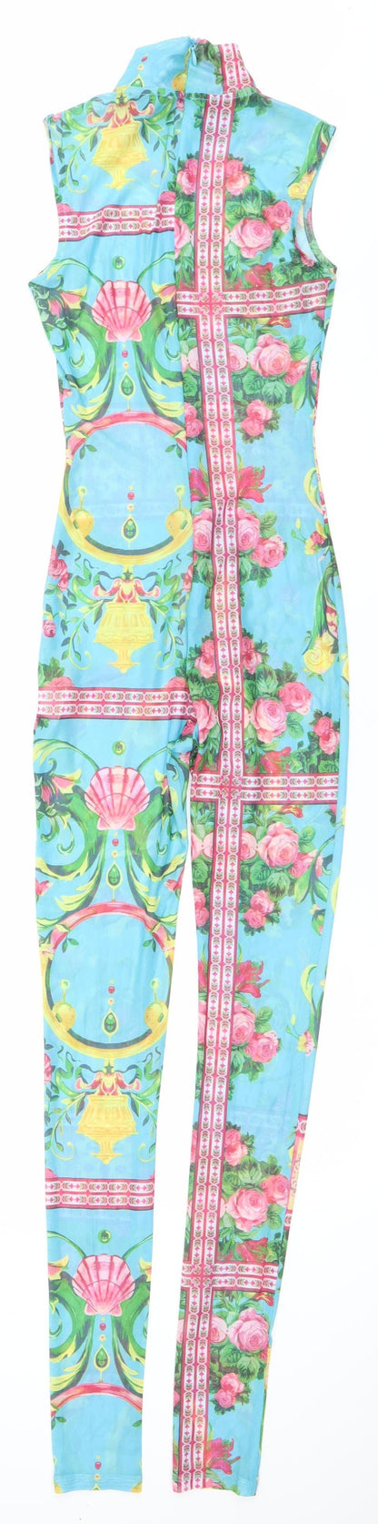 Fashion Nova Women’s XS Multicoloured Floral Mesh Catsuit Jumpsuit