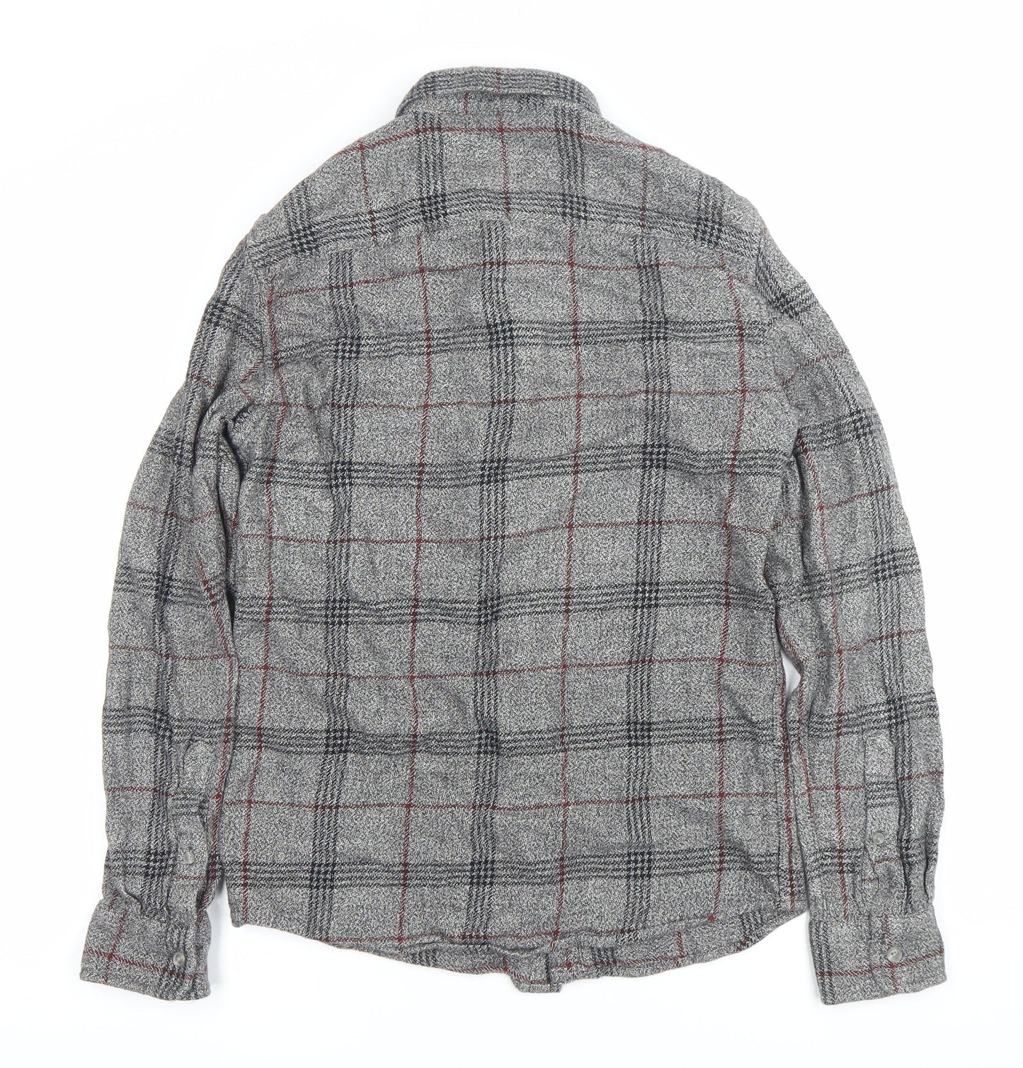 ONLY & SONS Men Grey Slim Fit Plaid Cotton Button-Up Shirt M